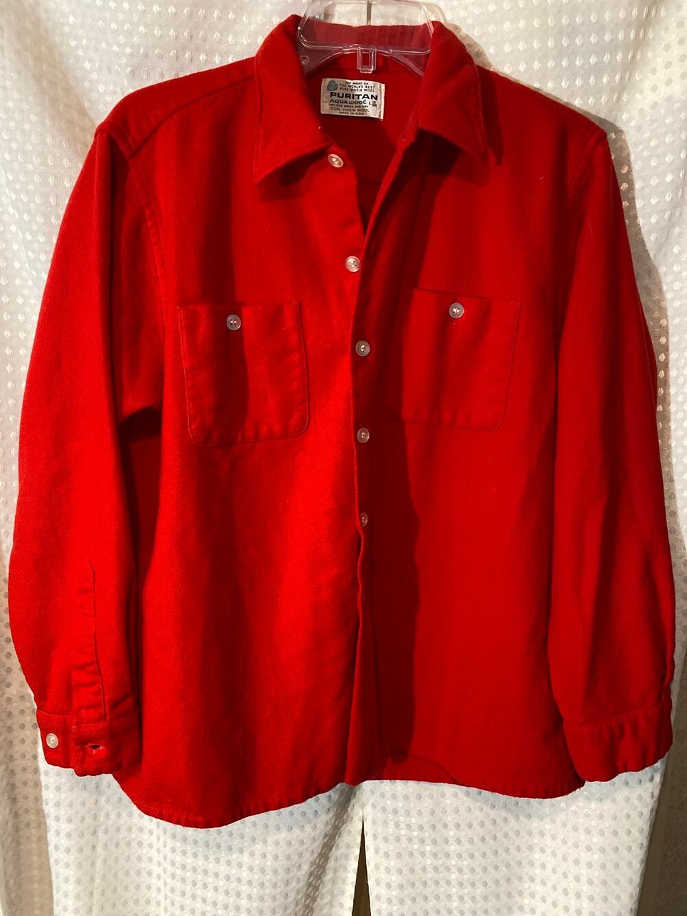 Vintage Puritan 100% Virgin Wool Long Sleeve Button Up Shirt